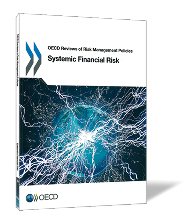 Book cover of 'Systemic Financial Risk' by OECD Publishing, featuring a central sphere with lightning-like lines radiating outward.