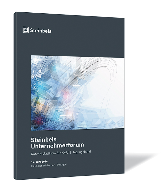Buchcover von 'Steinbeis Unternehmerforum 2016' von Steinbeis-Stiftung, mit abstraktem Design und modernen Formen in verschiedenen Blautönen.