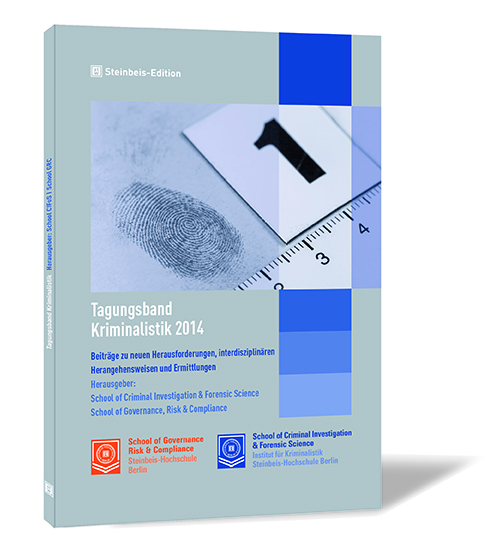 Buchcover von 'Tagungsband Kriminalistik 2014' von der School of Criminal Investigation & Forensic Science und der School of Governance, Risk & Compliance (Hrsg.), mit einem Fingerabdruck als Hauptmotiv.