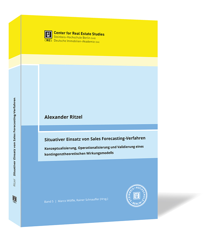 Buchcover 'Situativer Einsatz von Sales Forecasting-Verfahren' von Alexander Ritzel. Buchcover von 'Situativer Einsatz von Sales Forecasting-Verfahren' von Alexander Ritzel, mit einem schlichten Design in Hellblau, Gelb und Weiß.
