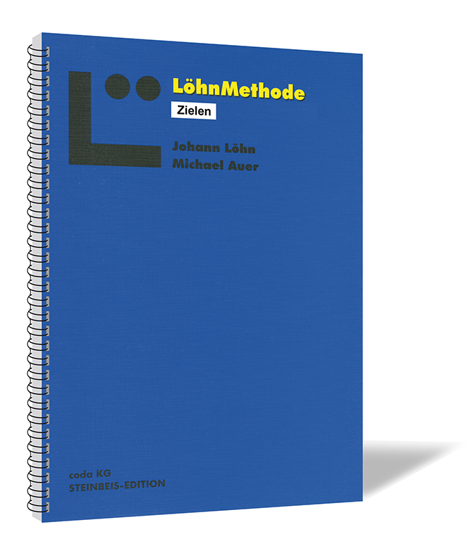 Buchcover von 'Selbstmanagement – Zielen' von Johann Löhn und Michael Auer, mit dunkelblauem Hintergrund und einem großen schwarzen 'L' mit zwei Punkten nebeneinander.