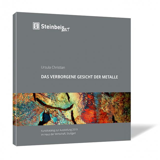 Buchcover 'Das verborgene Gesicht der Metalle' von Ursula Christian. Buchcover von 'Das verborgene Gesicht der Metalle' von Ursula Christian, mit einer abstrakten, farbenfrohen Metallstruktur auf grauem Hintergrund.