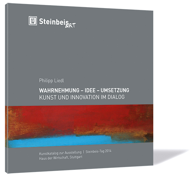 Buchcover 'Wahrnehmung - Idee - Umsetzung' von Philipp Liedl | Steinbeis-Stiftung (Hrsg.). Buchcover von 'Wahrnehmung - Idee - Umsetzung' von Philipp Liedl | Steinbeis-Stiftung (Hrsg.), mit grauem Hintergrund und einem rot-blauen Streifen als Hauptmotiv.