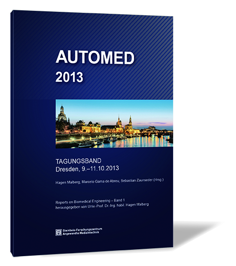 Buchcover von 'AUTOMED 2013' von Hagen Malberg, Marcelo Gama de Abreu, Sebastian Zaunseder (Hrsg.), mit einem Bild von Dresden in der Abenddämmerung als Hauptmotiv.