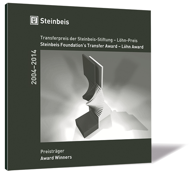Buchcover von 'Löhn-Preis - Preisträger 2004-2014' von der Steinbeis-Stiftung (Hrsg.), mit einer abstrakten Spirale, die in Vierecke übergeht.