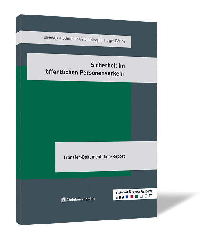 Buchcover von 'Sicherheit im öffentlichen Personenverkehr' von Holger Döring | Steinbeis-Hochschule (Hrsg.), mit grünem Hintergrund und grauen Akzenten.