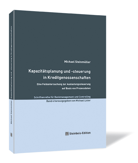 Buchcover von 'Kapazitätsplanung und -steuerung in Kreditgenossenschaften' von Michael Steinmüller, mit hellblauem und graublauem Hintergrund.