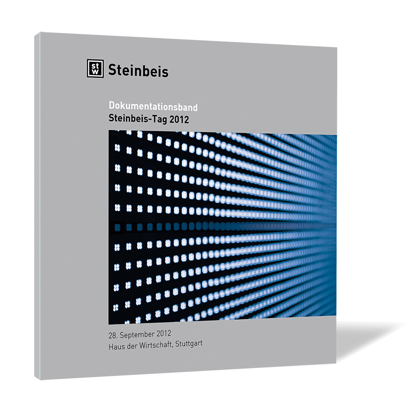 Buchcover von 'Steinbeis-Tag 2012' von Steinbeis-Stiftung, mit einer schwarzen Wand und vielen hellblauen Lichtern, die wie eine LED-Wand wirken.