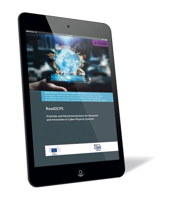 Book cover of 'Road2CPS (E-Book)' by Meike Reimann and Carsten Rückriegel (Lead authors), showing a hand holding a glowing globe with network connections.