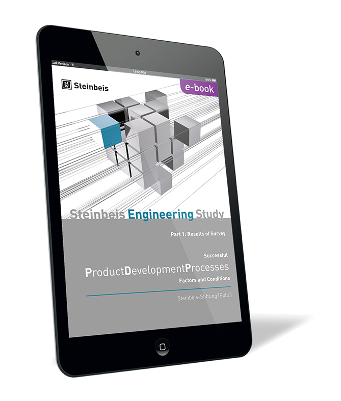 Book cover of 'Successful Product Development Processes Factors and Conditions' by Steinbeis-Stiftung, with a large cube made up of 9 smaller cubes as the main motif.