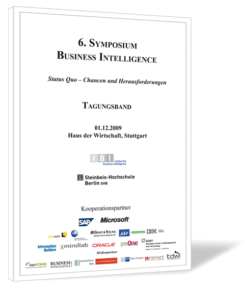 Buchcover von '6. Symposium Business Intelligence' von Andreas Seufert, Peter Lehmann, Klaus Freyburger, Thomas Becker, Wolfgang Martin (Hrsg.), mit weißem Hintergrund und den Kooperationspartnern unten.