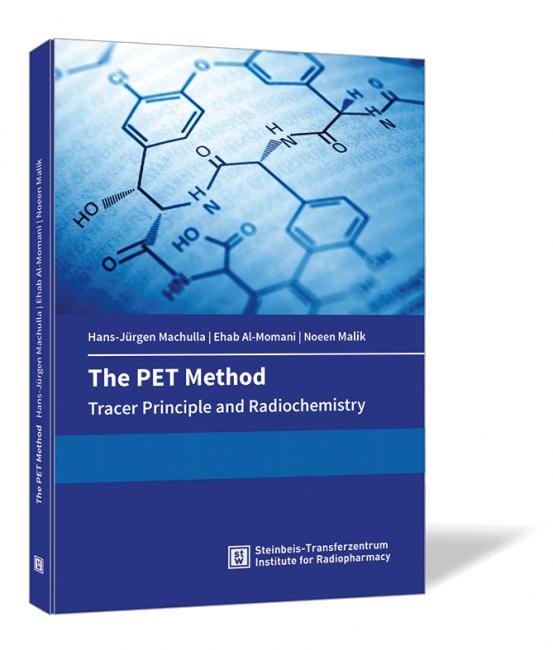 Buchcover 'The PET Method' von Hans-Jürgen Machulla, Ehab Al-Momani und Noeen Malik. Buchcover von 'The PET Method' von Hans-Jürgen Machulla, Ehab Al-Momani und Noeen Malik, mit blauer Darstellung chemischer Strukturen.