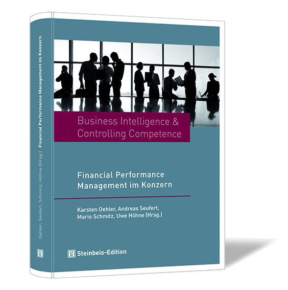 Buchcover von 'Business Intelligence & Controlling Competence - Sonderband' von Karsten Oehler, Andreas Seufert, Mario Schmitz, Uwe Höhne (Hrsg.), mit türkisem Hintergrund und einem Bild von Menschen im Arbeitsmeeting.