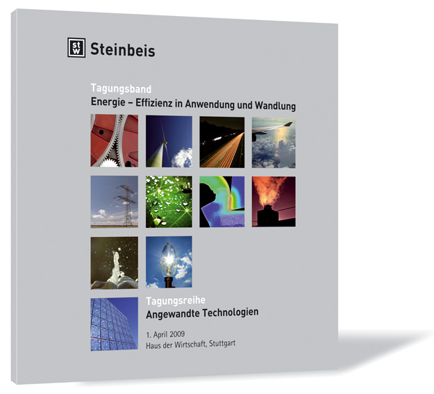 Buchcover von 'Angewandte Technologien 2009' von Steinbeis-Stiftung, mit grauem Hintergrund und mehreren kleinen Bildern.