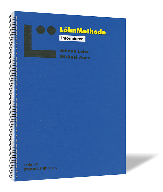 Buchcover von 'Selbstmanagement – Informieren' von Johann Löhn und Michael Auer, mit dunkelblauem Hintergrund und einem großen schwarzen 'L' mit zwei Punkten nebeneinander.