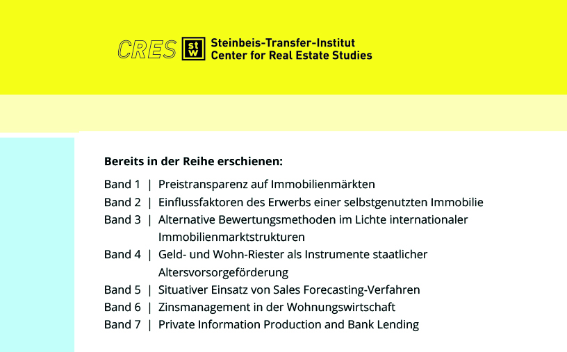 Band 8 und 9 “Immobilienwirtschaftlichen Schriftenreihe” von CRES und DIA